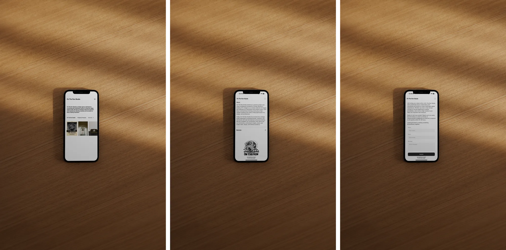 On The Run Studio Mobile UI