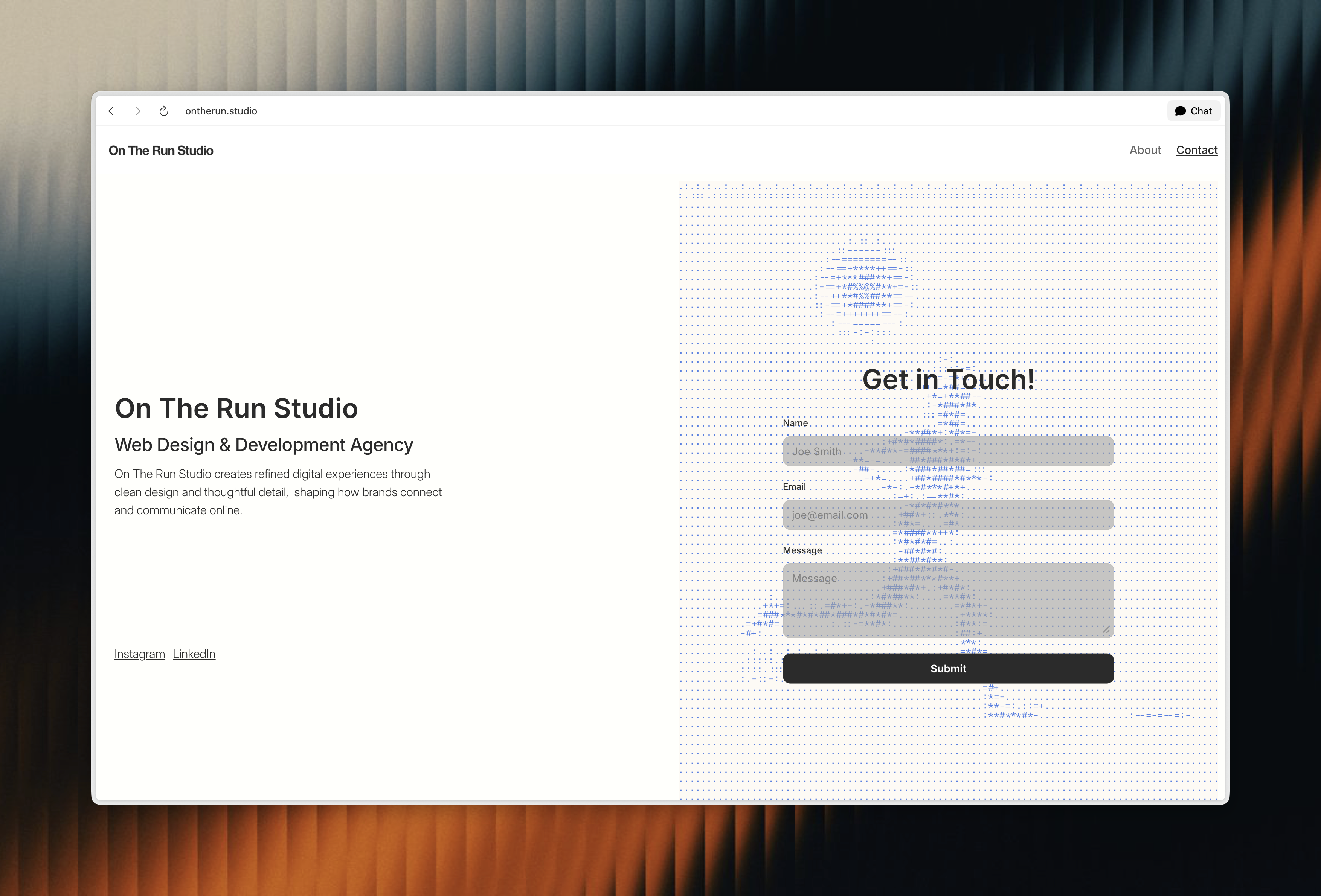 On The Run Studio website display