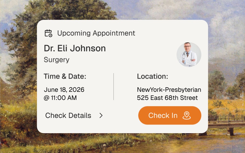 WCM Connect upcoming appointment card component