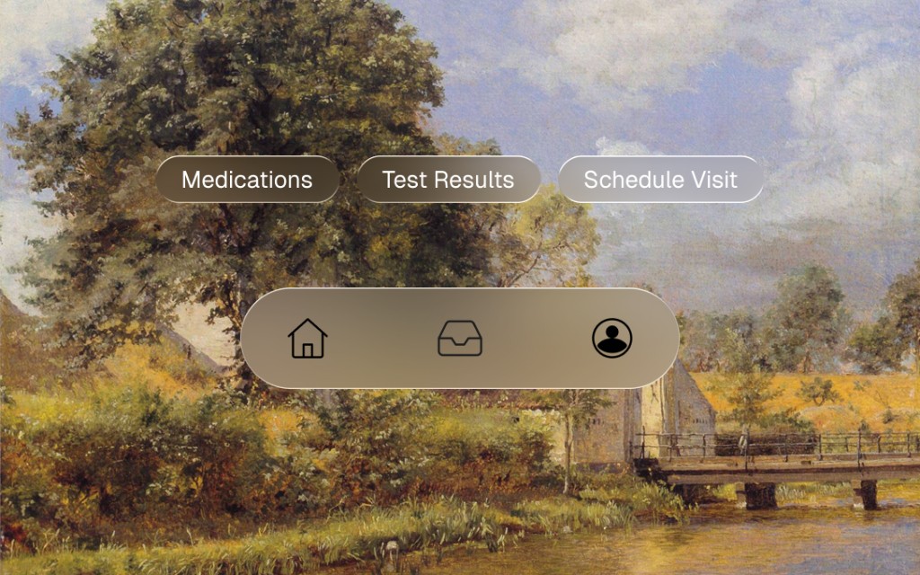 WCM Connect quick action pills and bottom navigation bar
